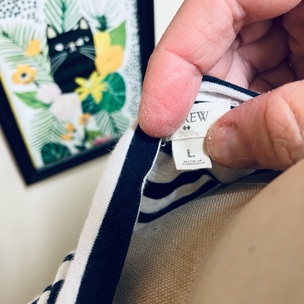 J. Crew Navy and White Striped V-Neck Tee - Picture 5 of 6